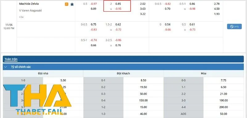 Hiểu Rõ Tài Xỉu 2 Trái Và Những Chiến Lược Chơi Hiệu Quả 3 Tỷ lệ cược trận đấu giữa Machida Zelvia và V Varen Nagasaki.